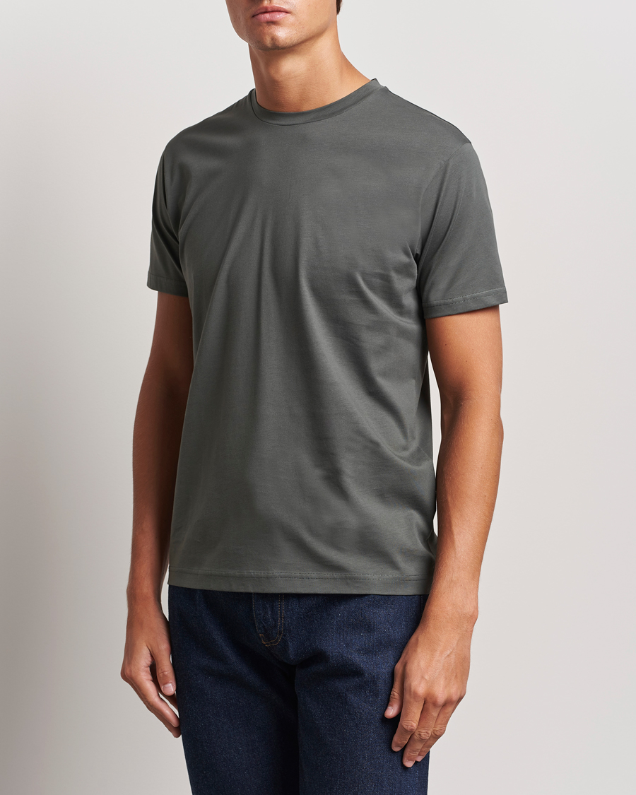 Hombres |  | Sunspel | Riviera Organic Tee Drill Green