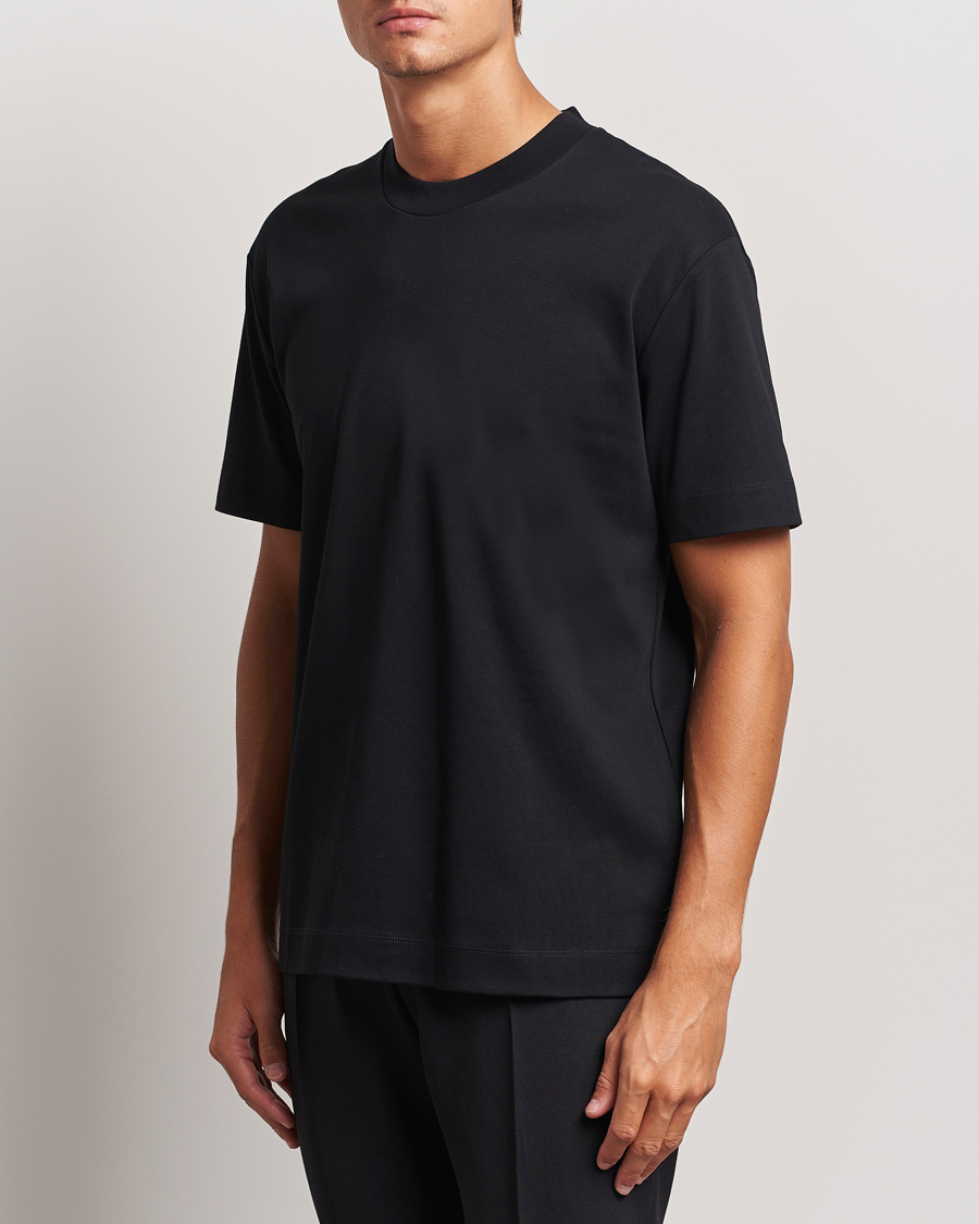 Hombres |  | Sunspel | Heavyweight Mock Neck T-Shirt Black