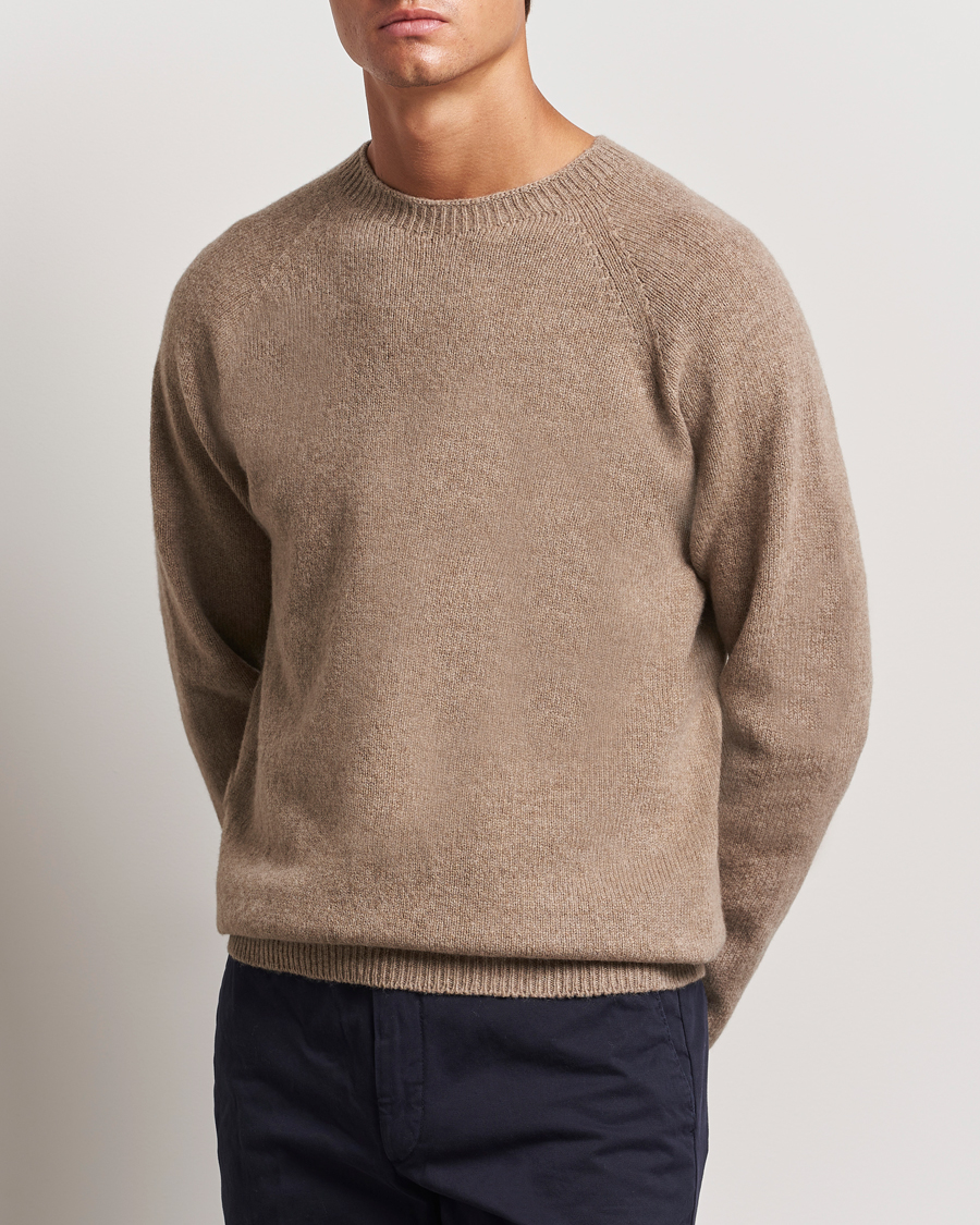 Hombres |  | Sunspel | Lambswool Crewneck Sandstone