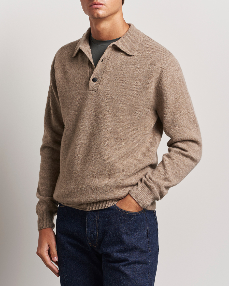 Hombres |  | Sunspel | Lambswool Poloshirt Sandstone