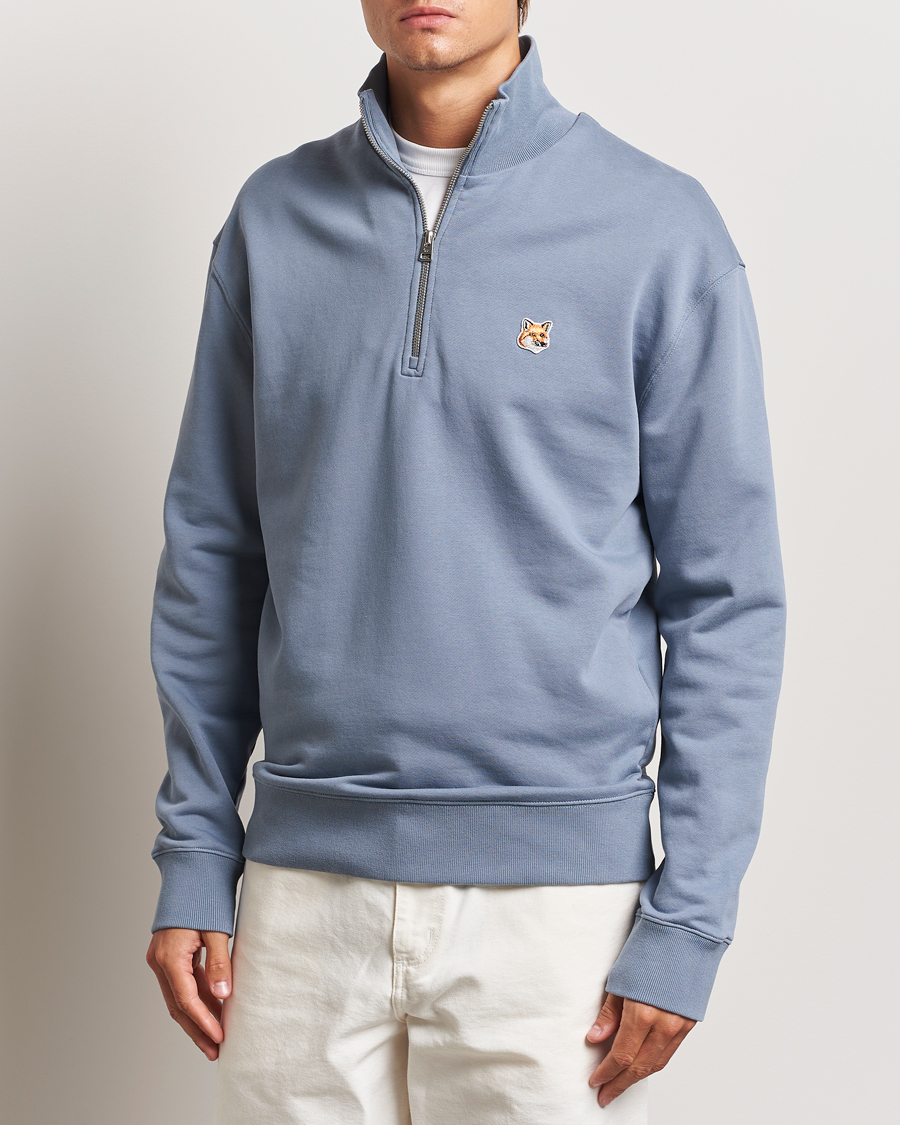 Hombres |  | Maison Kitsuné | Fox Head Half Zip Sweatshirt Moonlight Blue