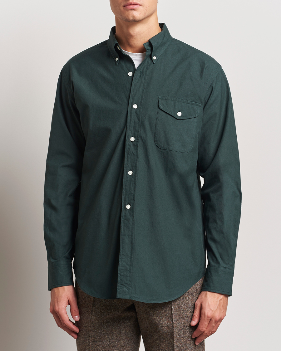 Hombres |  | Kamakura Shirts | Vintage Ivy Flap Pocket Shirt Dark Green