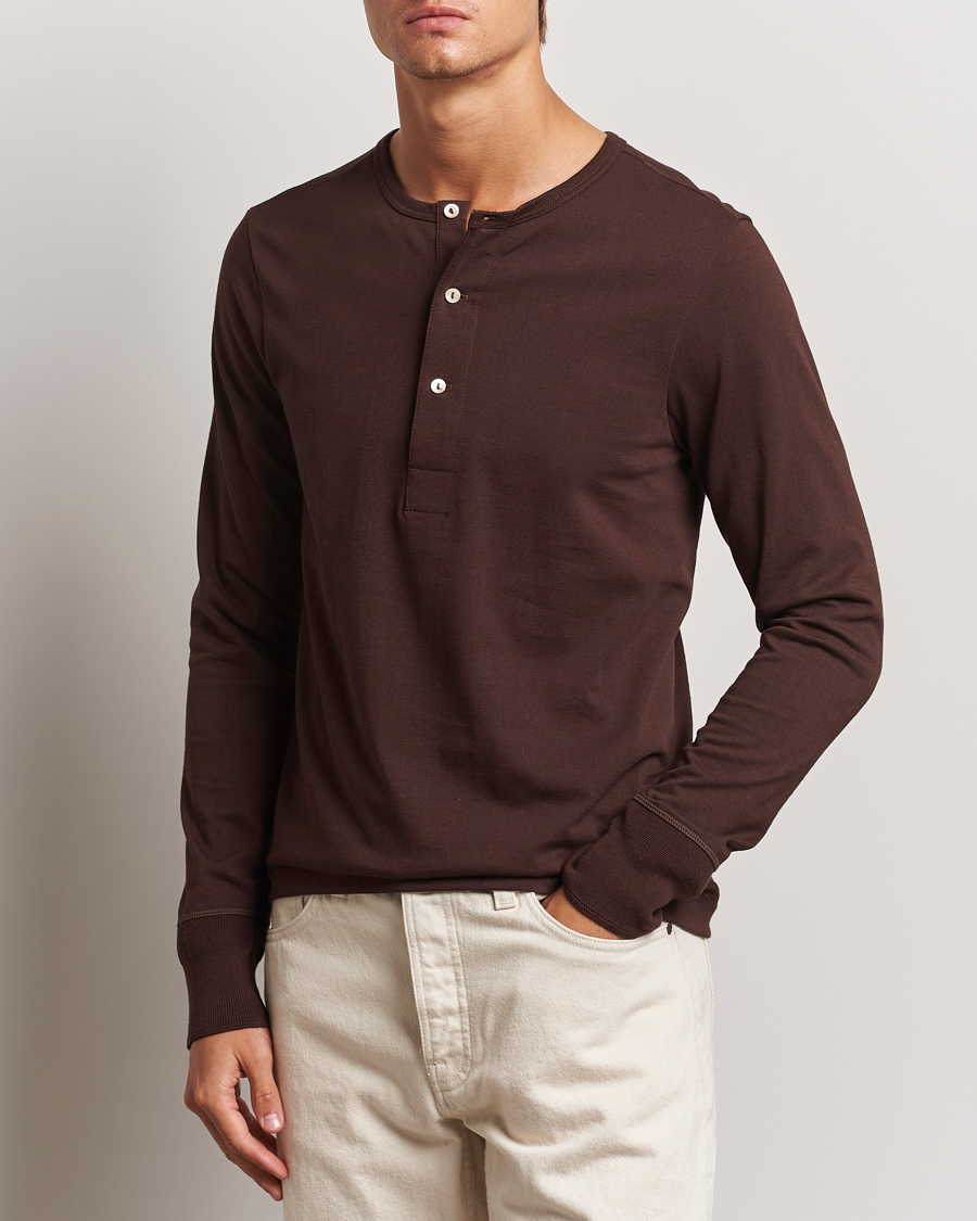 Hombres |  | Merz b. Schwanen | Classic Organic Cotton Henley Coffee