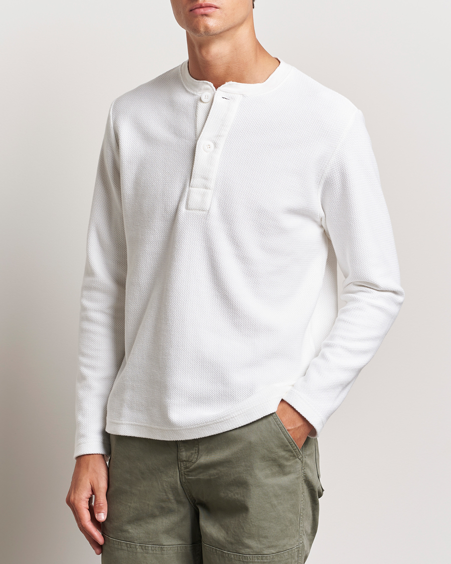 Hombres |  | BEAMS PLUS | Waffle Cotton Henley White