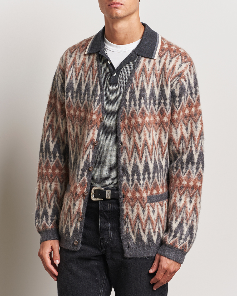 Hombres |  | BEAMS PLUS | Chevron Jacquard Cardigan Grey