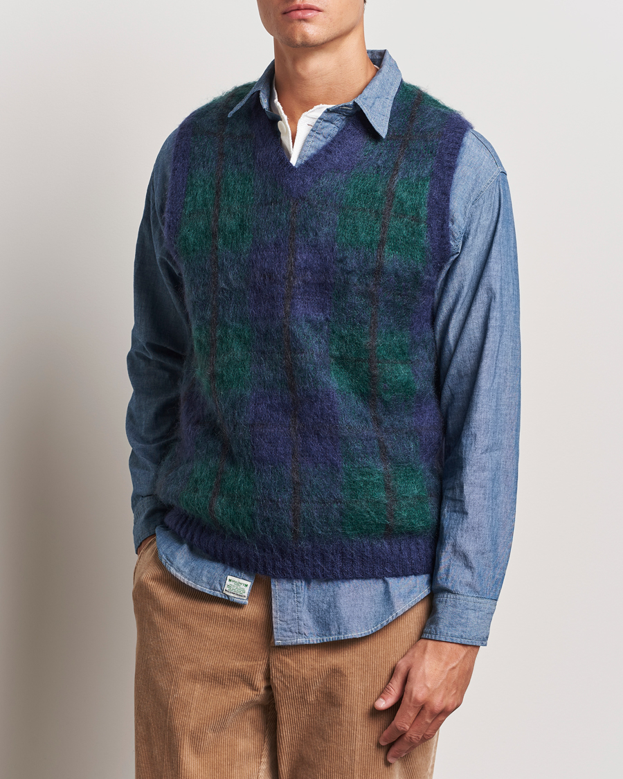 Hombres |  | BEAMS PLUS | Mohair Check Vest Navy