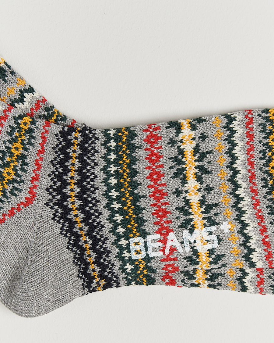 Hombres |  | BEAMS PLUS | Fair Isle Socks Grey