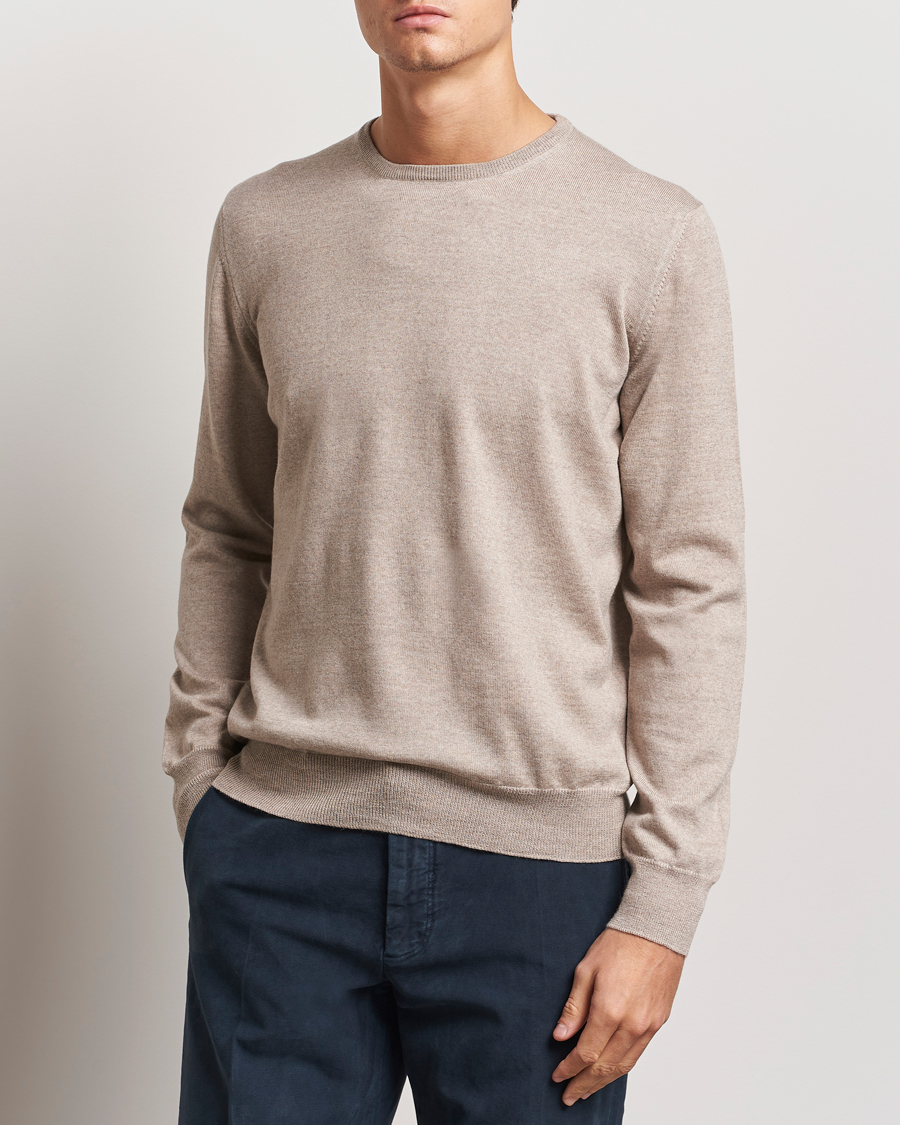 Hombres |  | Gran Sasso | Merino Fashion Fit Crew Neck Pullover Light Beige