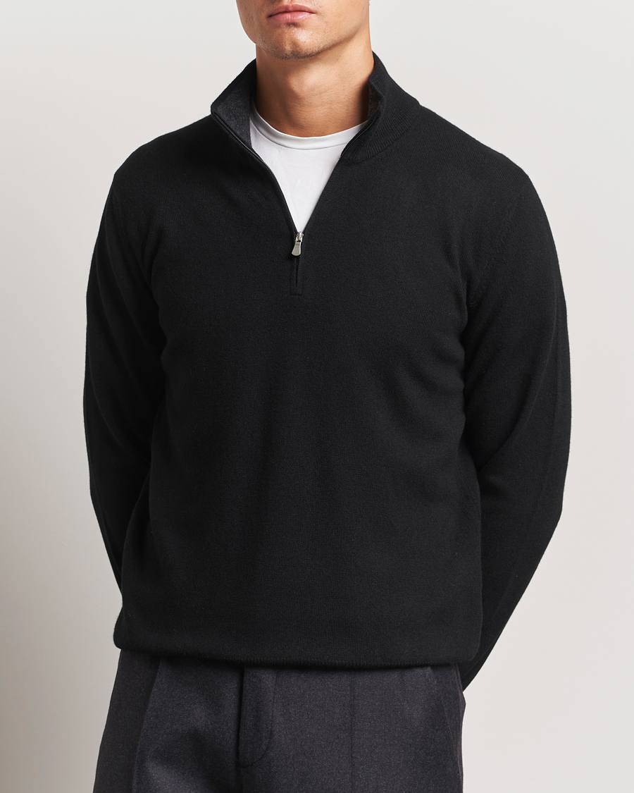 Hombres |  | Gran Sasso | Wool/Cashmere Half Zip Black