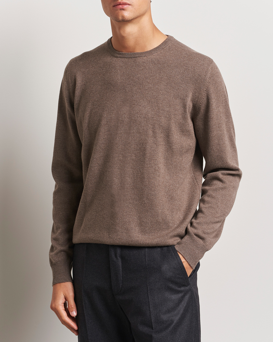 Hombres |  | Gran Sasso | Wool/Cashmere Crew Neck Light Brown