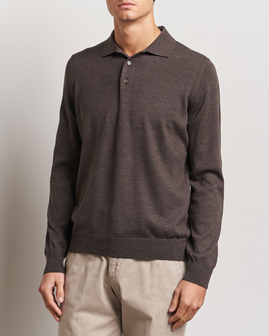 Hombres |  | Gran Sasso | Merino Fashion Fit Polo Brown