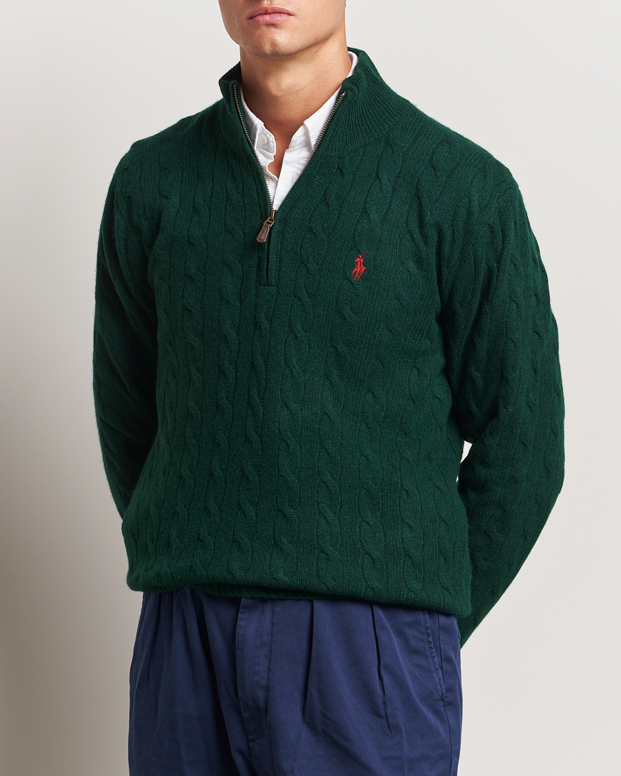 Hombres | World of Ralph Lauren | Polo Ralph Lauren | Wool/Cashmere Cable Half Zip Green