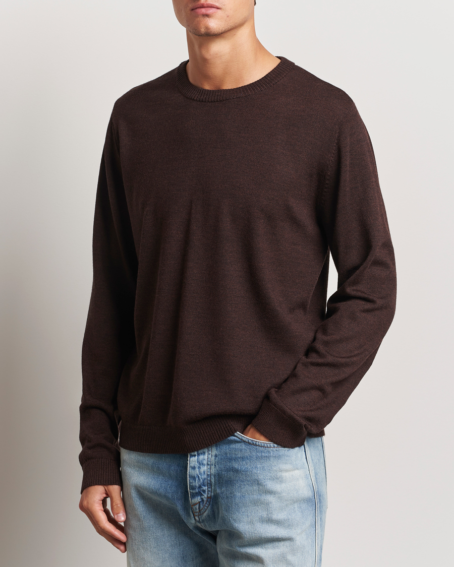 Hombres | Ropa | A Day\'s March | Alagón Merino Crew Dark Brown