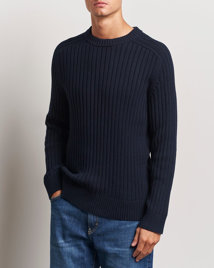 Hombres |  | A Day\'s March | Elmer Cotton Knit Sweater Navy