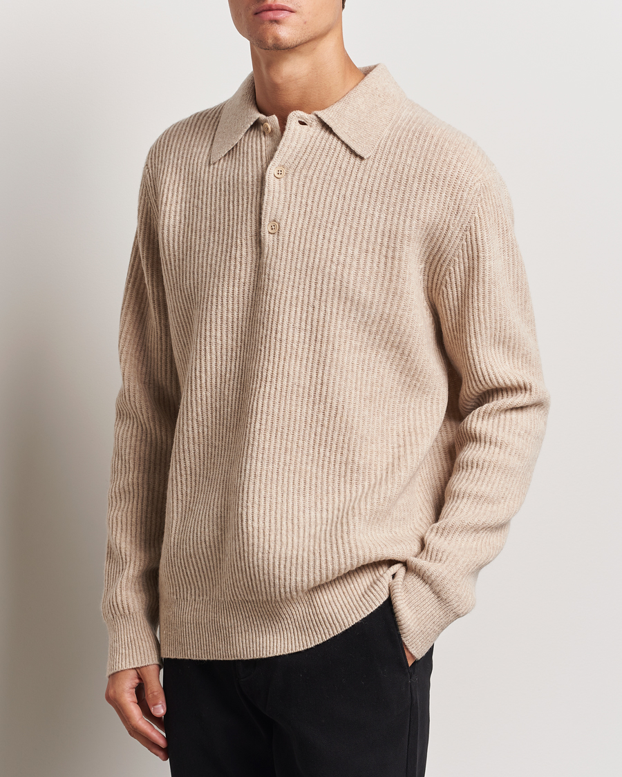 Hombres | Ropa | A Day\'s March | Dover Lambswool Polo Sand Melange