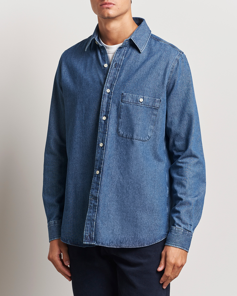 Hombres | Ropa | A Day\'s March | Mason Sturdy Denim Shirt Indigo Blue