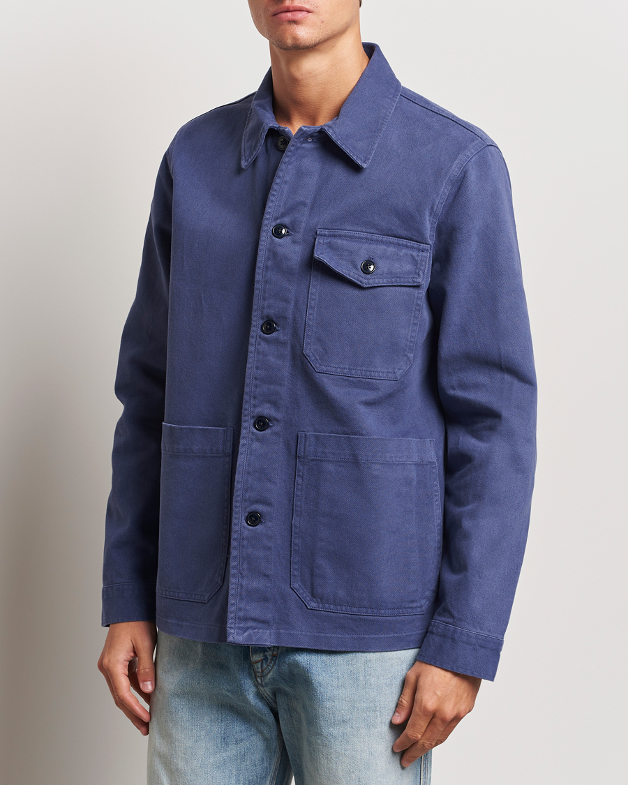 Hombres | Ropa | A Day\'s March | Patch Pocket Sturdy Twill Overshirt Brewers Blue