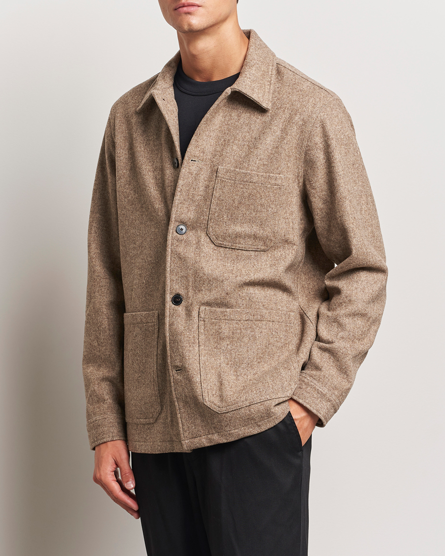 Hombres | Ropa | A Day\'s March | Original Wool Overshirt Light Taupe Melange