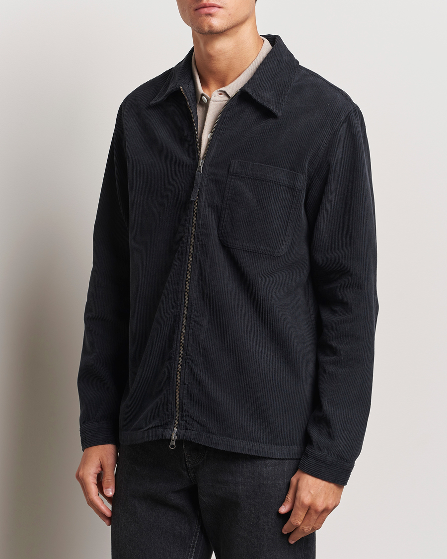 Hombres |  | A Day\'s March | Fraser Zip Corduroy Overshirt Black