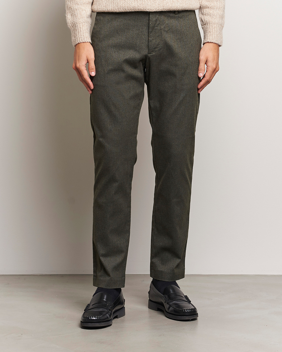 Hombres |  | NN07 | Theo Brushed Cotton Trousers Dark Army