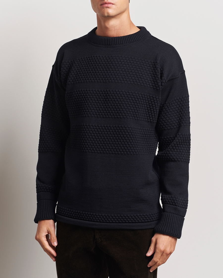 Hombres |  | S.N.S. Herning | Fisherman Wool Crew Neck Sweater Navy Blue