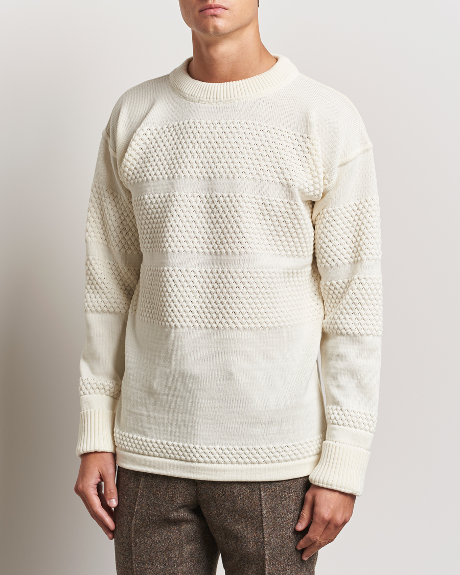 Hombres |  | S.N.S. Herning | Fisherman Wool Crew Neck Sweater Natural White