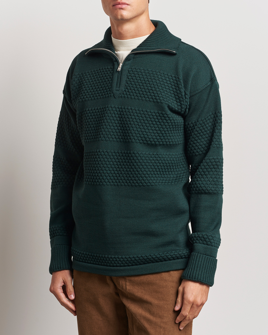 Hombres |  | S.N.S. Herning | Fisherman Wool Half Zip Sweater Thunder Green