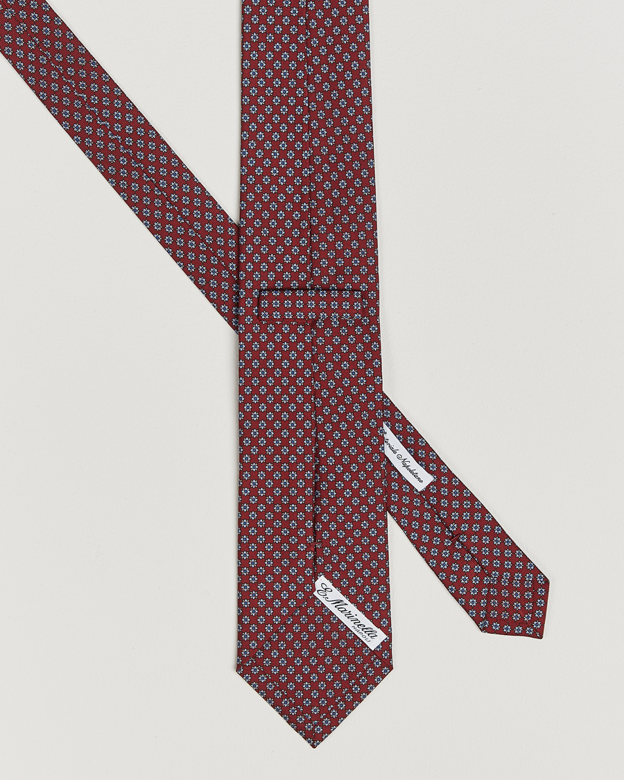 Hombres |  | E. Marinella | 3-Fold Printed Silk Tie Burgundy