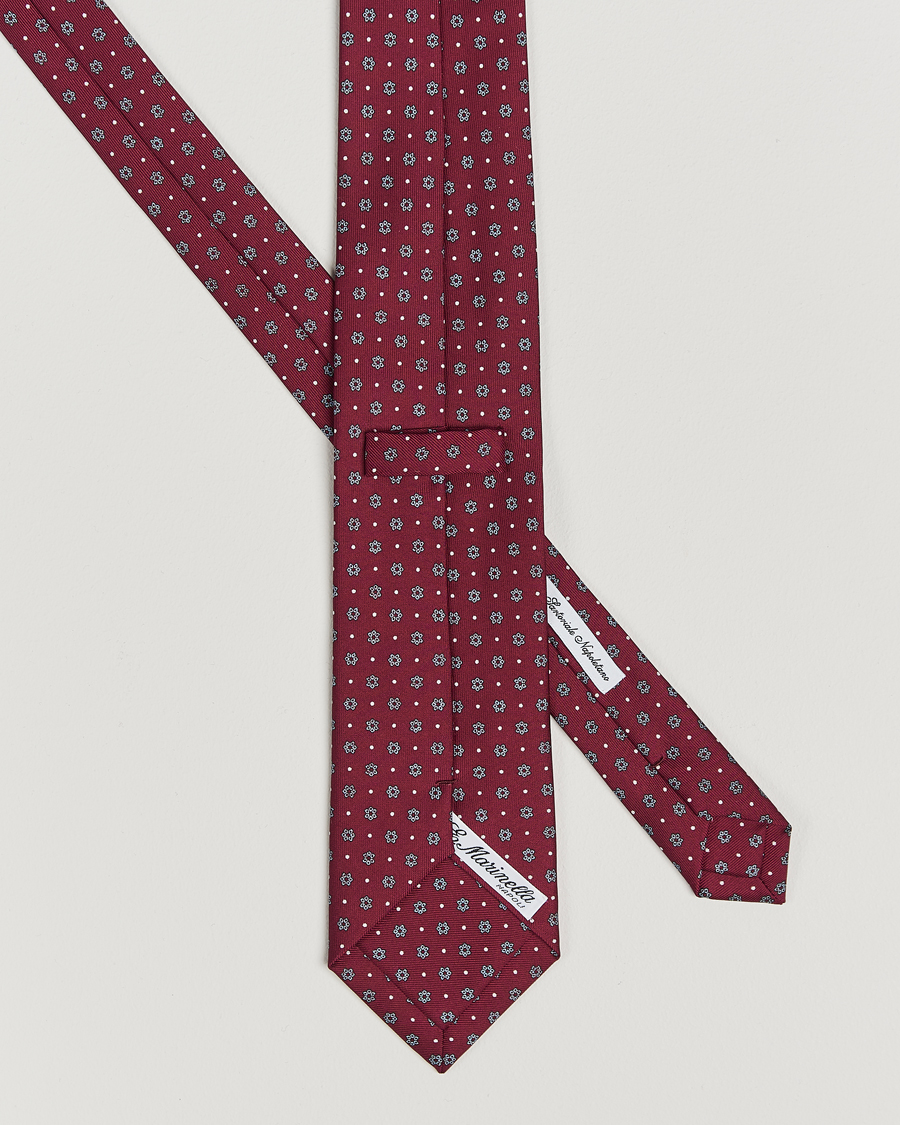 Hombres |  | E. Marinella | 3-Fold Printed Silk Tie Burgundy