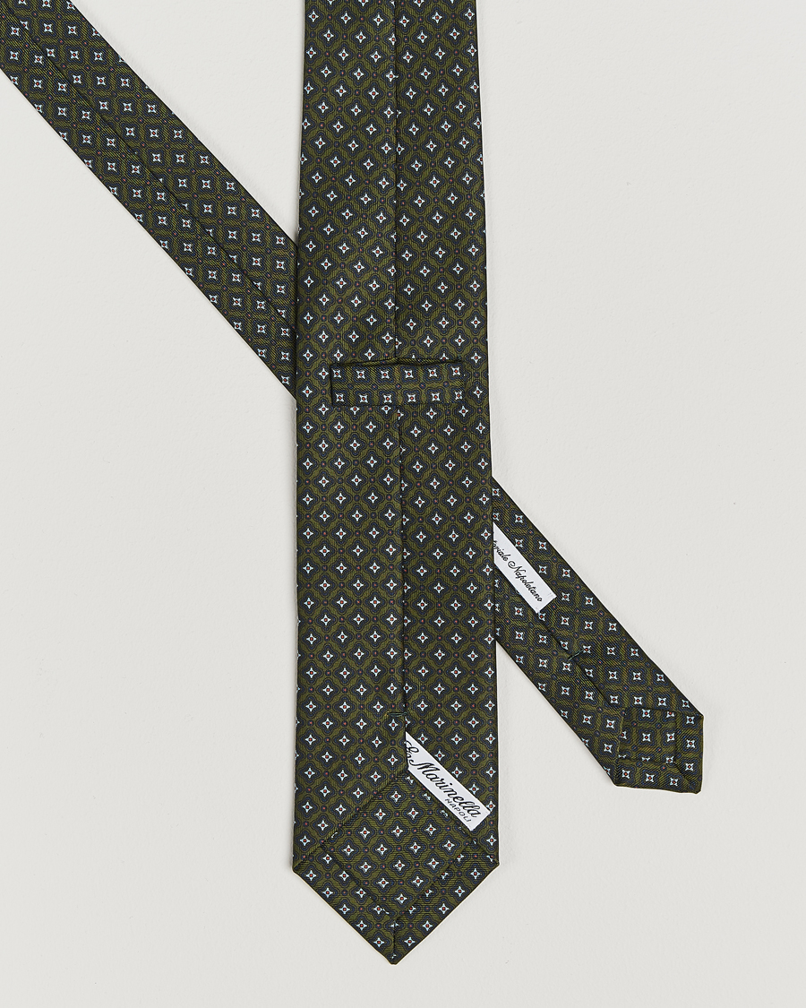 Hombres |  | E. Marinella | 3-Fold Printed Silk Tie Dark Green