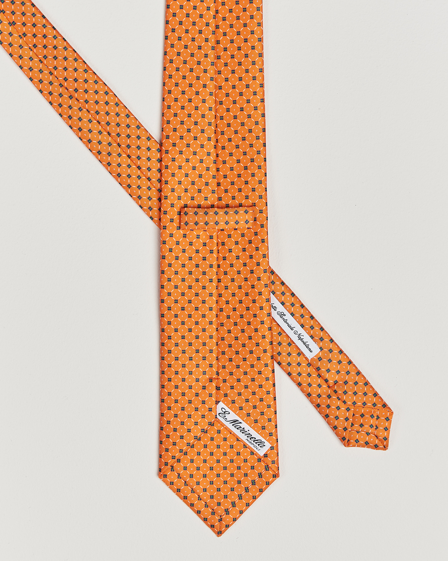 Hombres |  | E. Marinella | 3-Fold Printed Silk Tie Orange