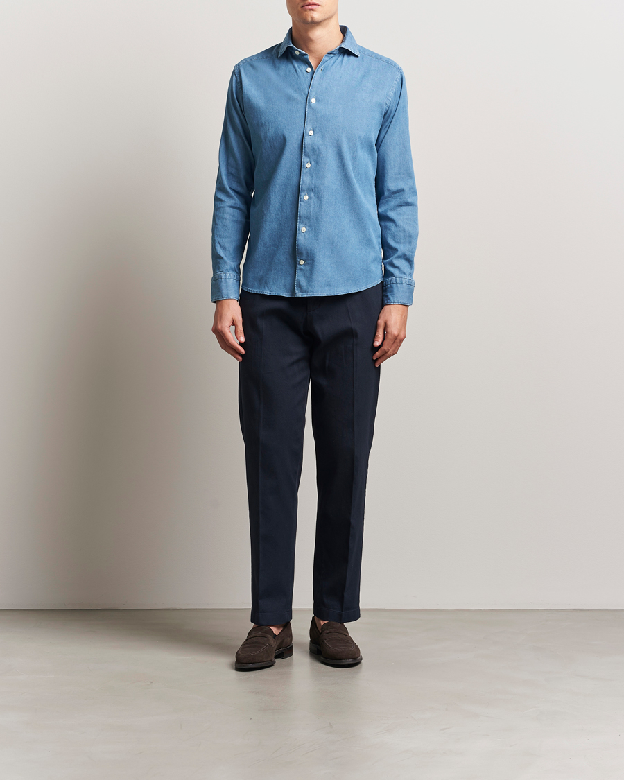Hombres | Camisas | Eton | Slim Fit Denim Shirt Mid Blue