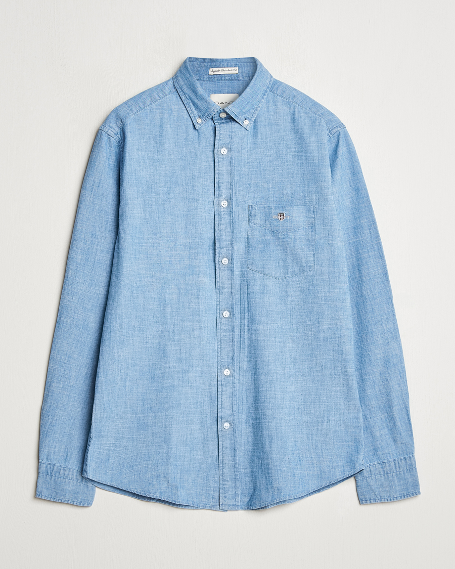 Hombres | Camisas | GANT | Regular Fit Chambray Shirt Light Blue