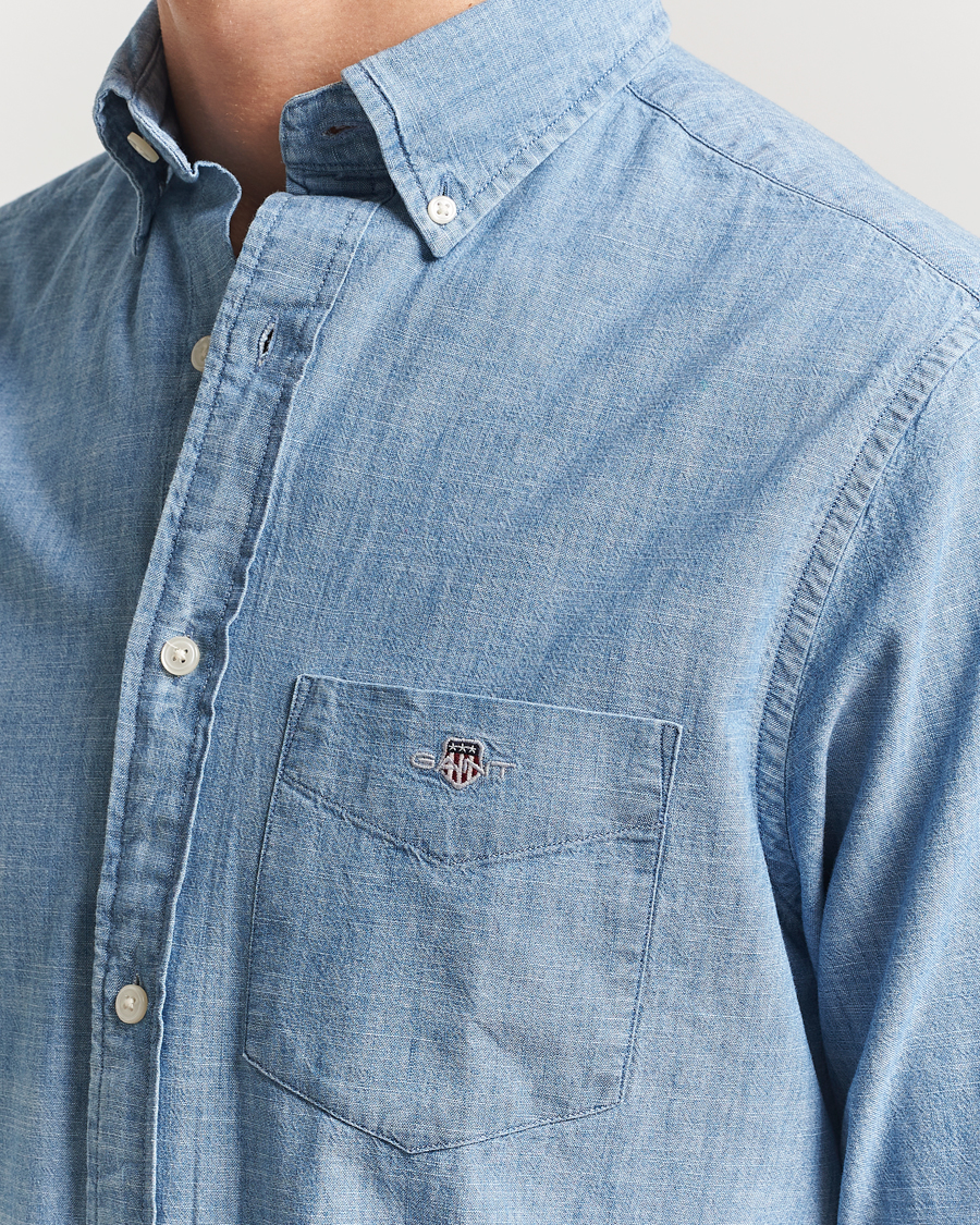 Hombres | Camisas | GANT | Regular Fit Chambray Shirt Light Blue
