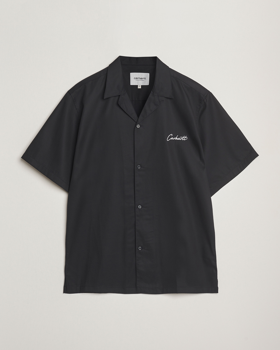 Hombres | Camisas | Carhartt WIP | Short Sleeve Cotton/Tencel Delrey Shirt Black/White