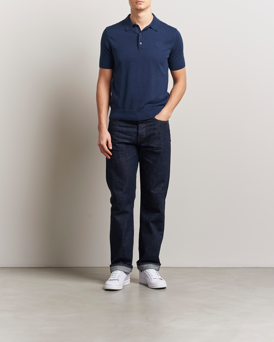 Hombres | Polos | Fred Perry | Cotton Knitted Polo Tennis Blue