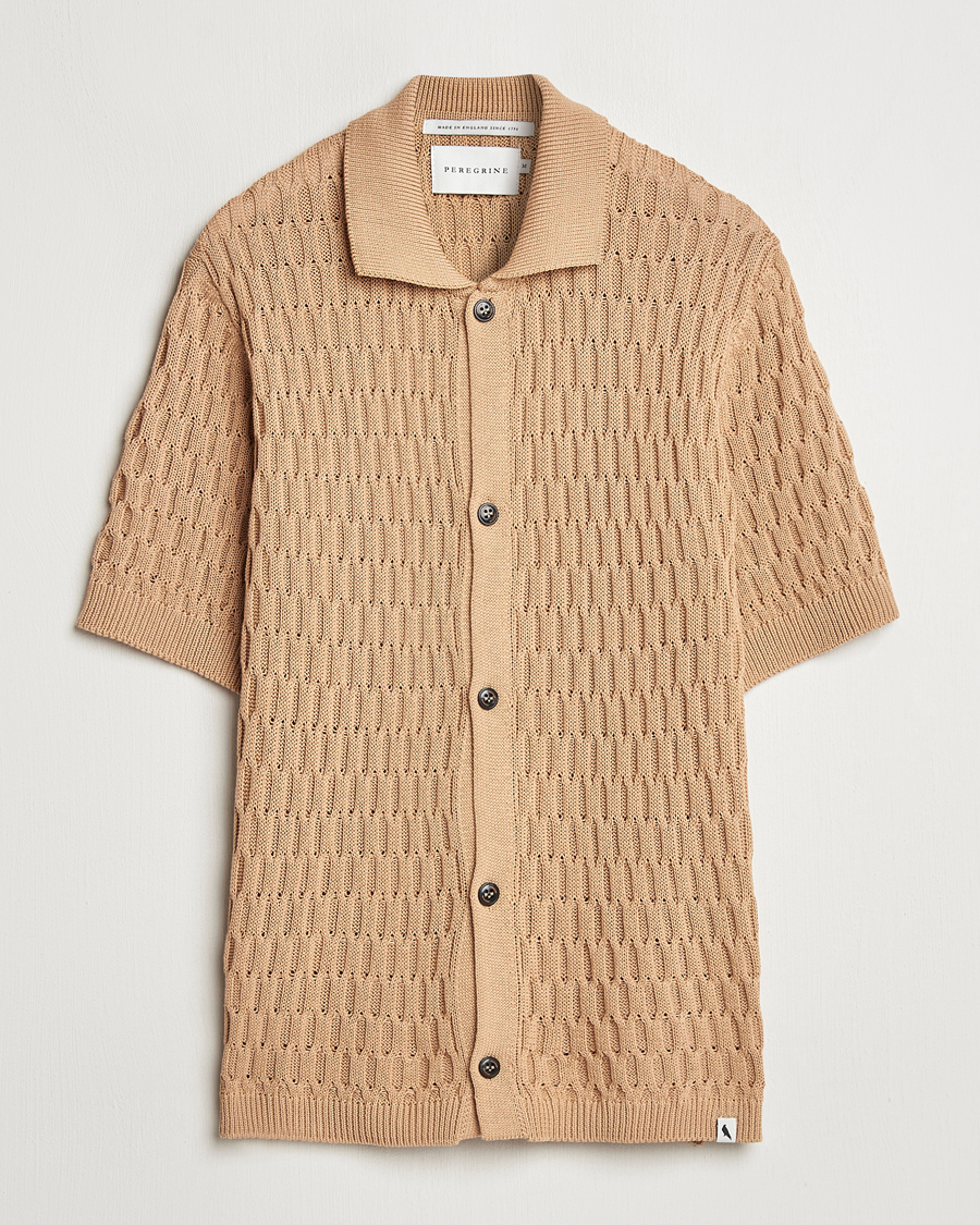 Hombres | Camisas | Peregrine | Cove Knitted Short Sleeve Shirt Sand