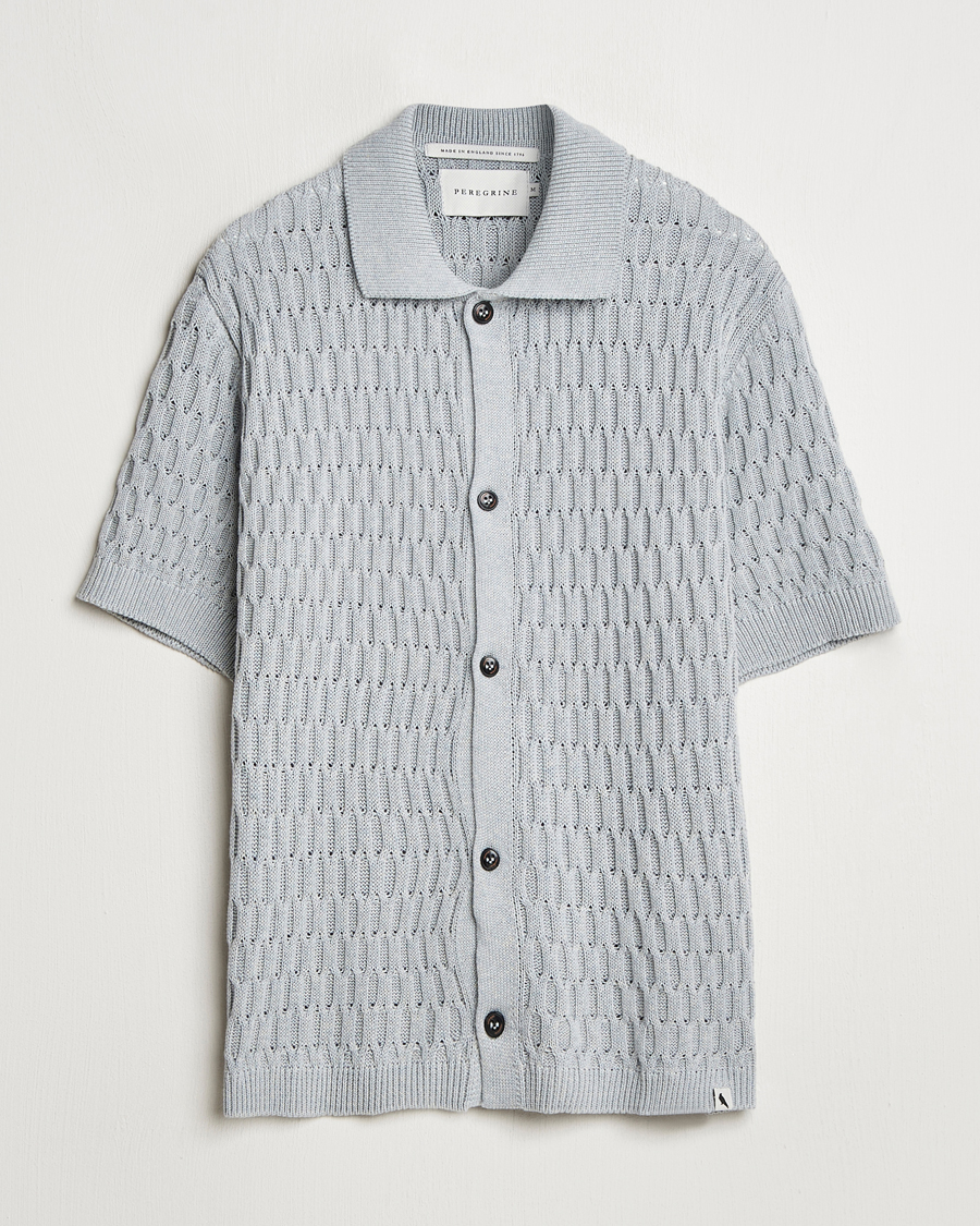 Hombres | Camisas | Peregrine | Cove Knitted Short Sleeve Shirt Washed Denim