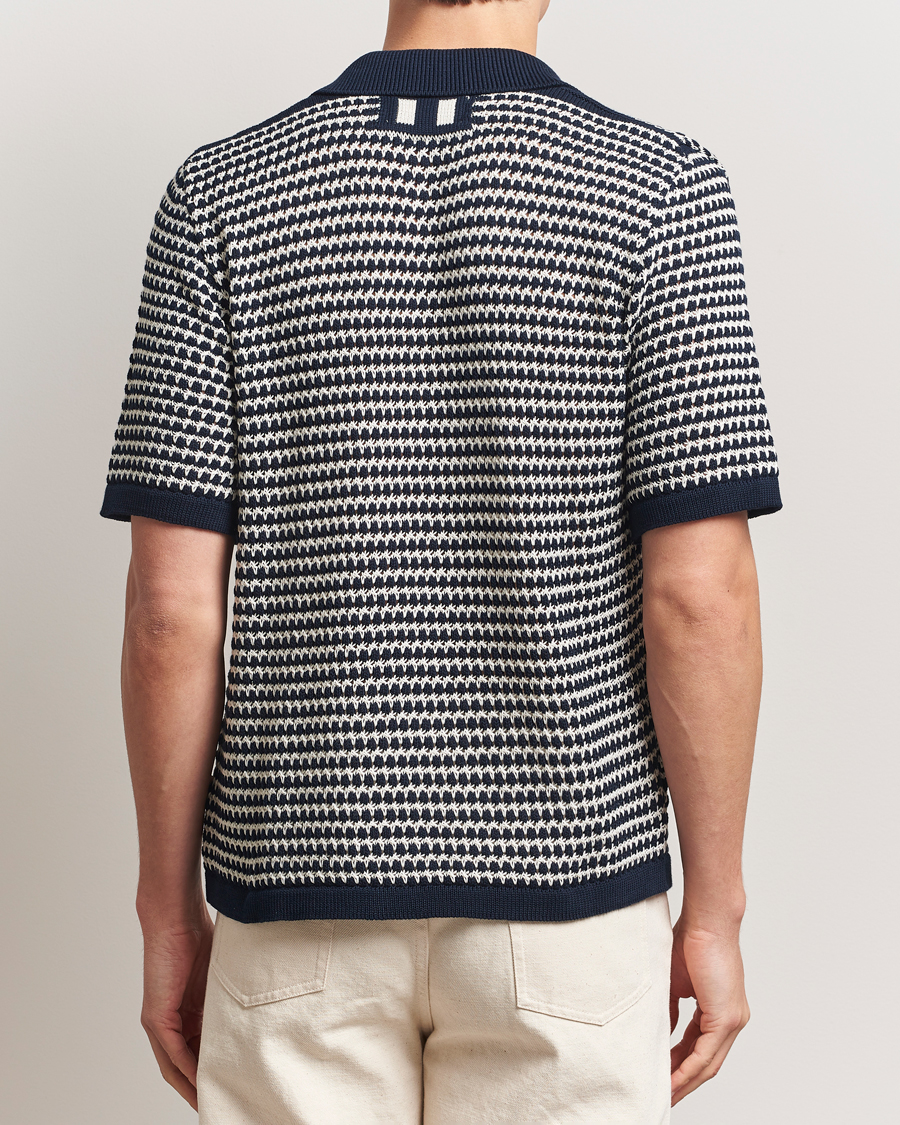 Hombres | Camisas | Peregrine | Island Crochet Knitted Shirt Navy