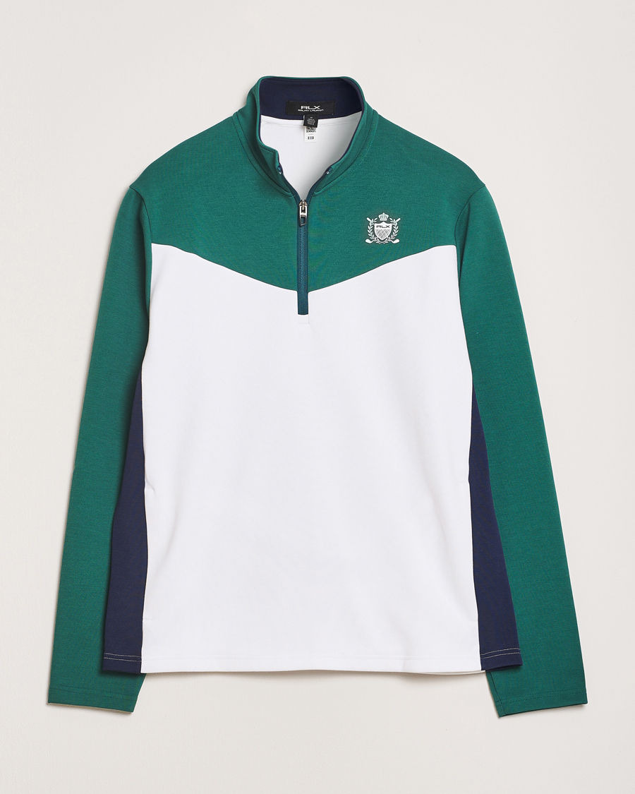 Hombres | Jerséis y prendas de punto | RLX Ralph Lauren | Double Knit Tech Half Zip Kelly Green/Ceramic White