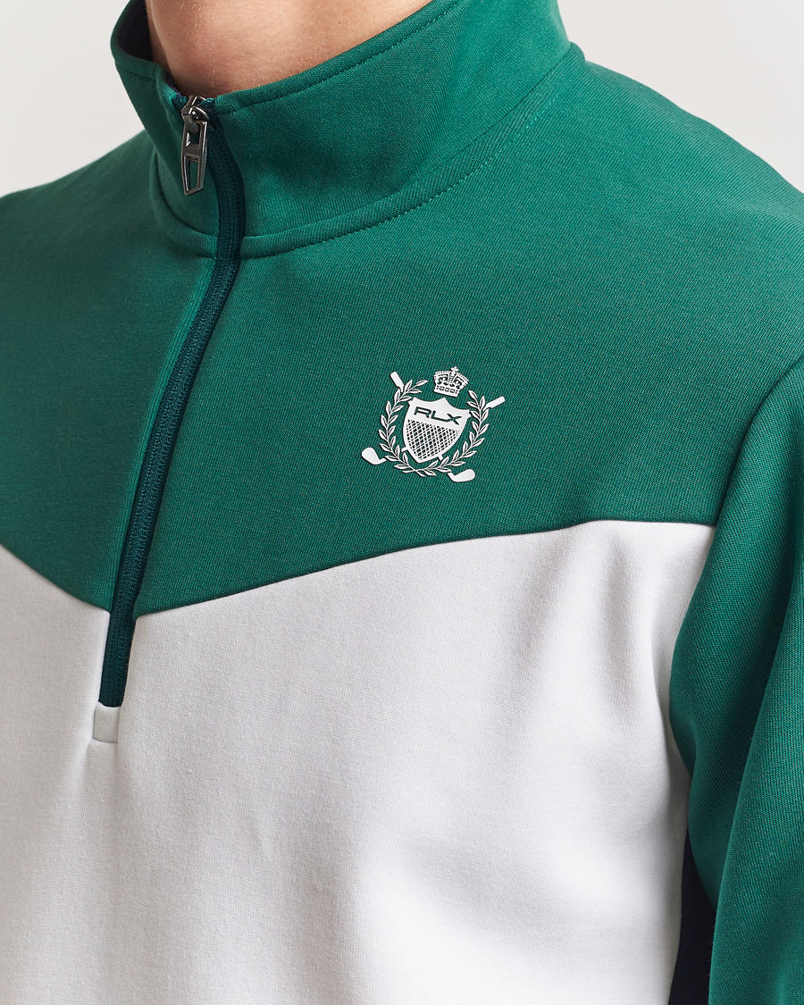 Hombres | Jerséis y prendas de punto | RLX Ralph Lauren | Double Knit Tech Half Zip Kelly Green/Ceramic White