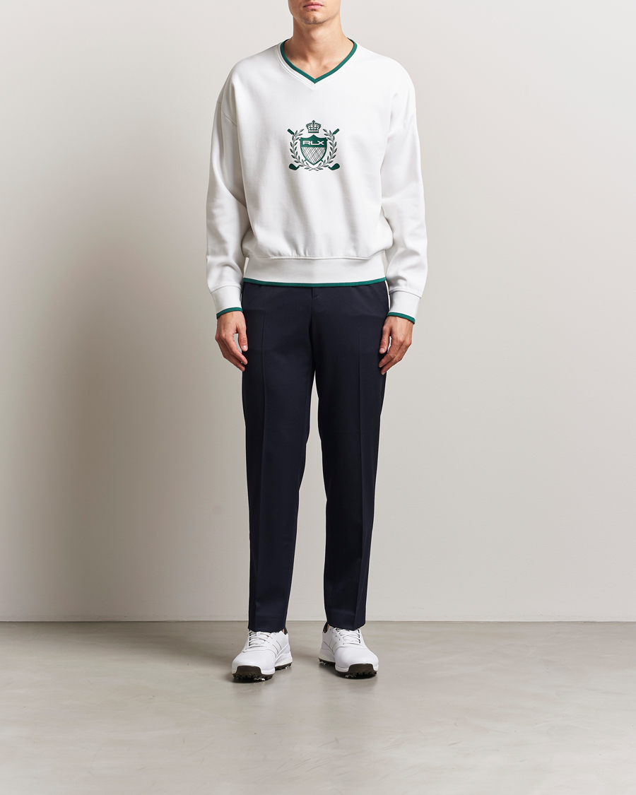 Hombres | Jerséis y prendas de punto | RLX Ralph Lauren | Active Sweatshirt Ceramic White/Kelly Green