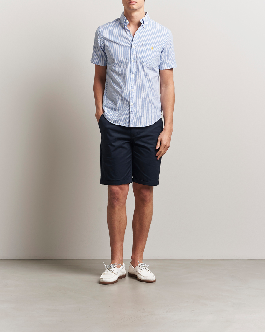 Hombres | Camisas | Polo Ralph Lauren | Seersucker Short Sleeve Striped Shirt Blue/White
