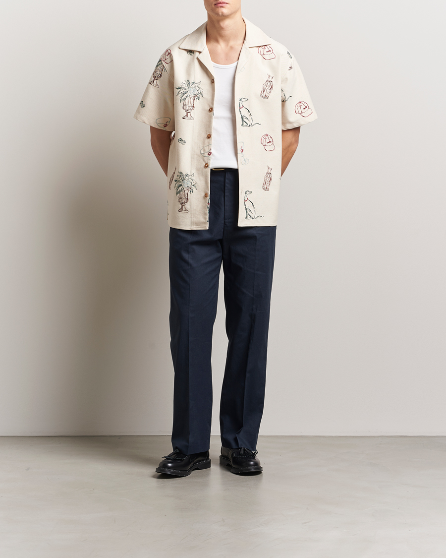 Hombres | Camisas | Drôle de Monsieur | Embroidered Country Club Shirt Ecru