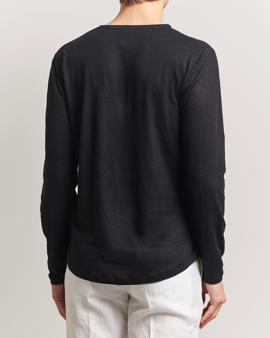 Hombres | Camisetas | Orlebar Brown | Long Sleeve Linen T-Shirt Black