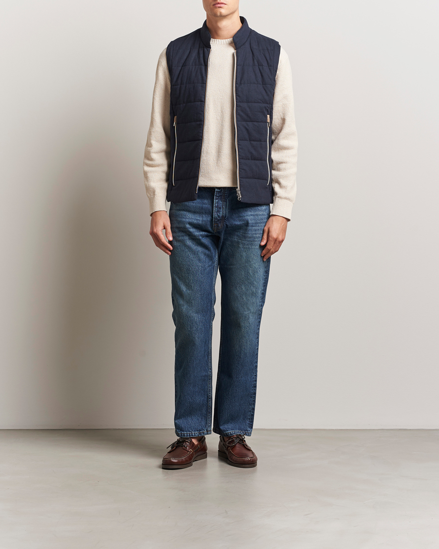 Hombres | Abrigos y chaquetas | Stenströms | Linen/Alcantar Vest Navy