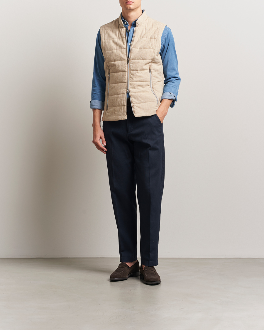Hombres | Abrigos y chaquetas | Stenströms | Linen/Alcantar Vest Beige