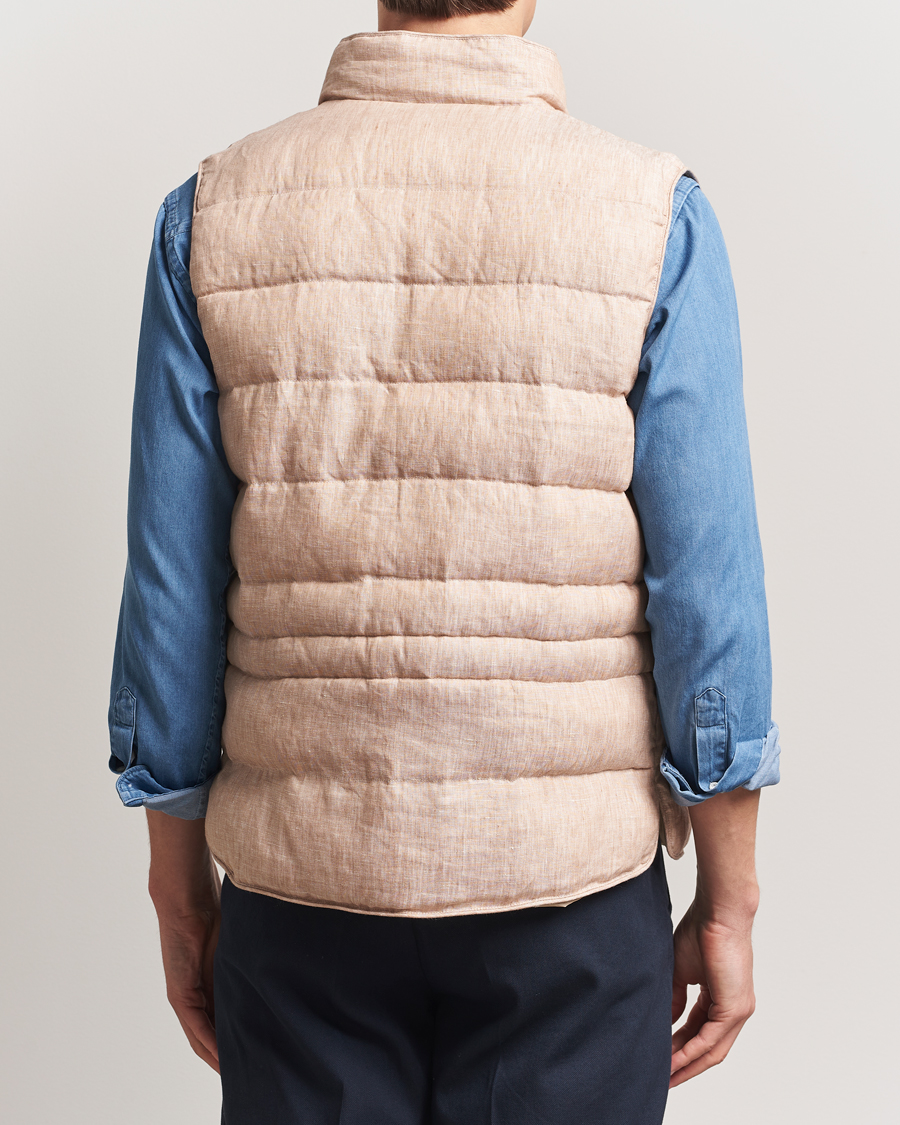 Hombres | Abrigos y chaquetas | Stenströms | Linen Padded Button Vest Beige