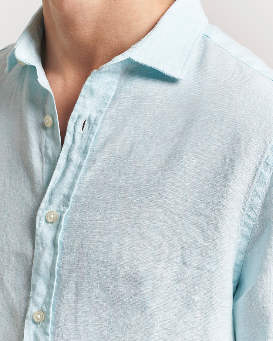Hombres | Camisas | Charles Tyrwhitt | Pure Linen Slim Fit Shirt Aqua