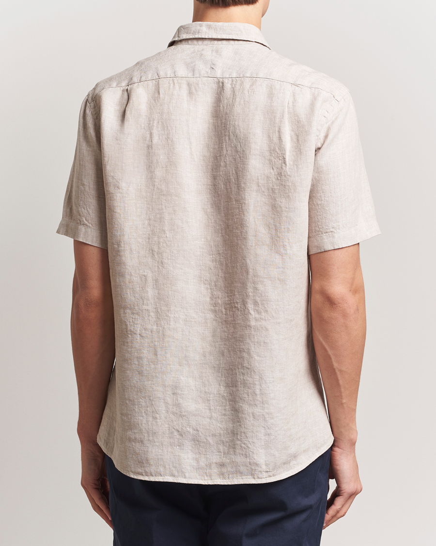 Hombres | Camisas | Charles Tyrwhitt | Pure Linen Short Sleeve Slim Fit Shirt Oatmeal